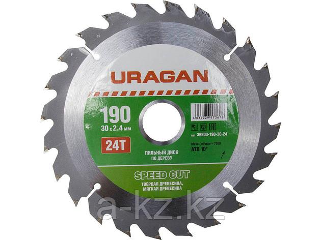Пильный диск по дереву URAGAN 36800-190-30-24, Быстрый рез, 190 х 30 мм, 24Т, фото 2