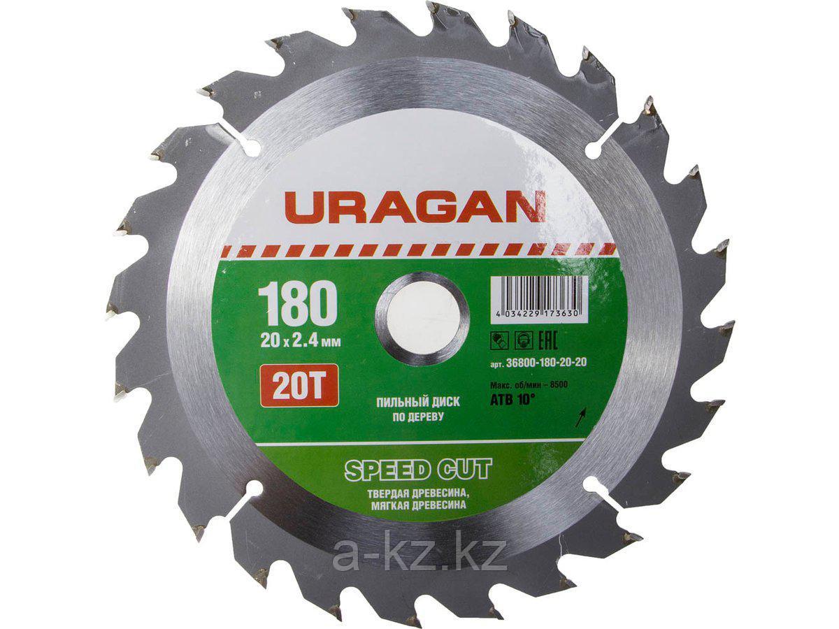 Пильный диск по дереву URAGAN 36800-180-20-20, Быстрый рез, 180 х 20 мм, 20Т