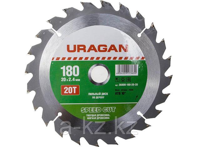 Пильный диск по дереву URAGAN 36800-180-20-20, Быстрый рез, 180 х 20 мм, 20Т, фото 2