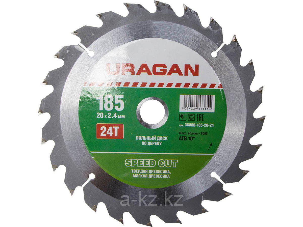Пильный диск по дереву URAGAN 36800-185-20-24, Быстрый рез, 185 x 20 мм, 24Т