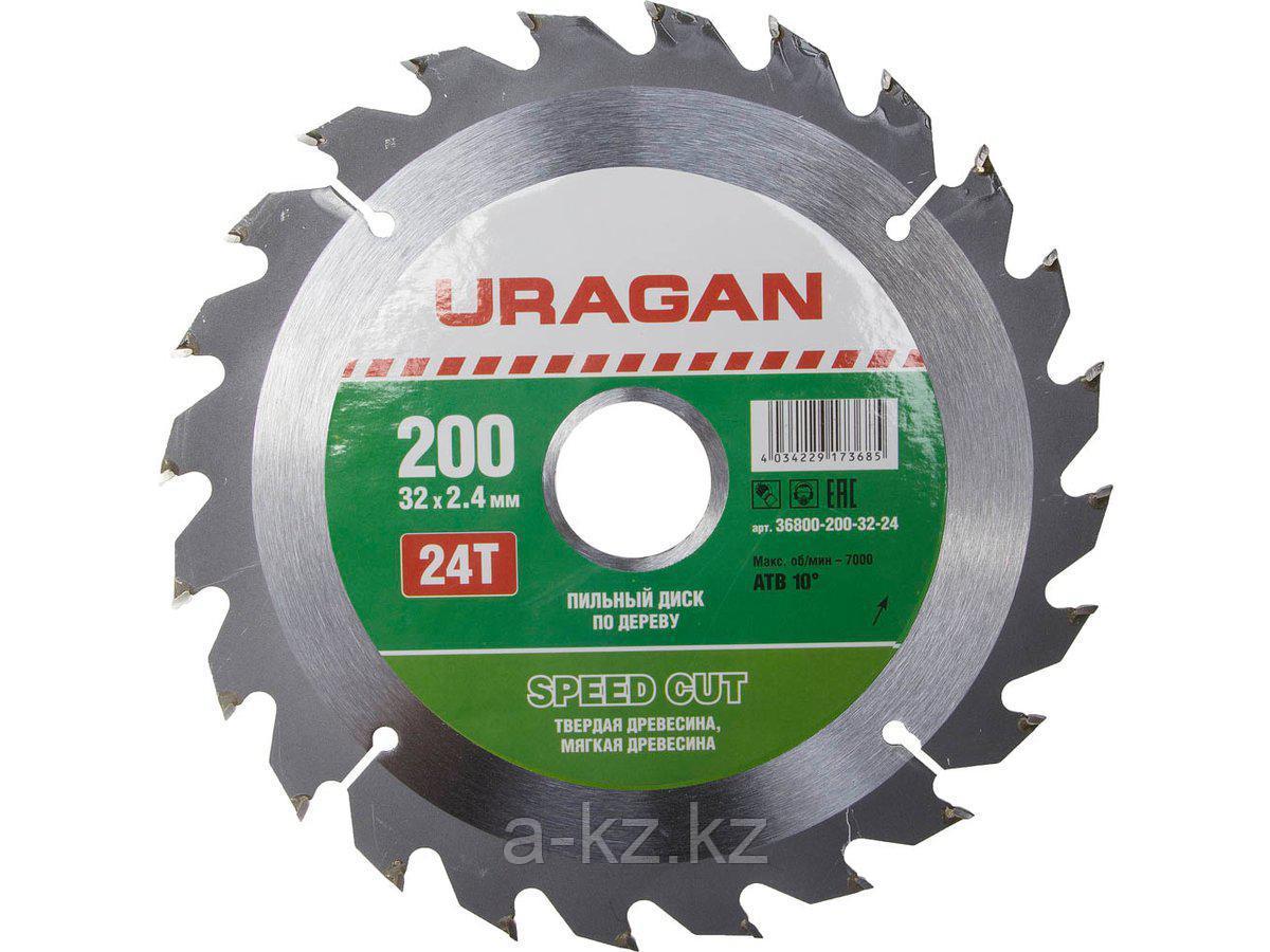 Пильный диск по дереву URAGAN 36800-200-32-24, Быстрый рез, 200 х 32 мм, 24Т