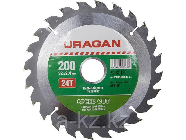 Пильный диск по дереву URAGAN 36800-200-32-24, Быстрый рез, 200 х 32 мм, 24Т, фото 2