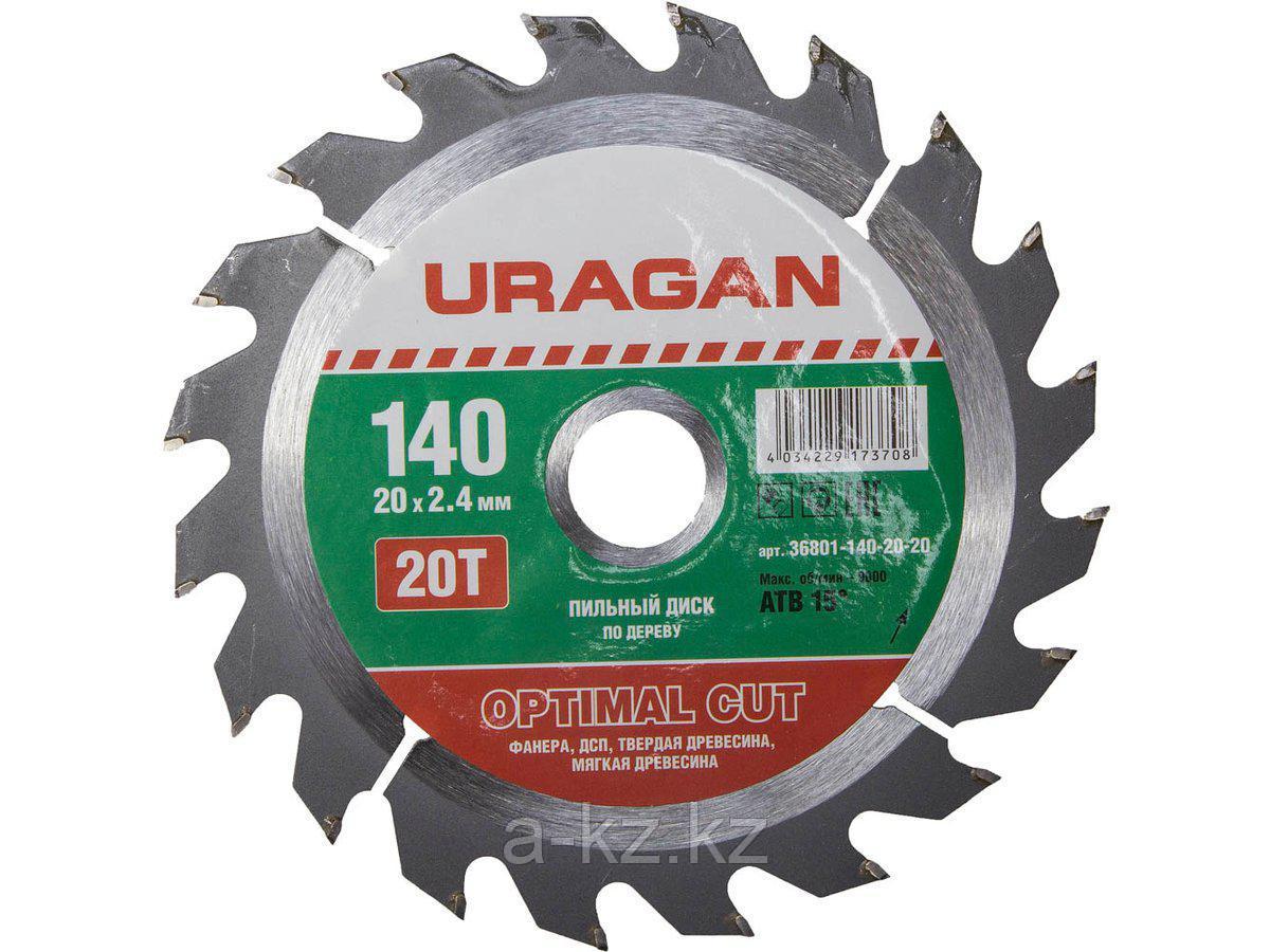 Пильный диск по дереву URAGAN 36801-140-20-20, Оптимальный рез, 140 х 20 мм, 20Т