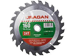 Пильный диск по дереву URAGAN 36801-160-16-24, Оптимальный рез, 160 х 16 мм, 24Т