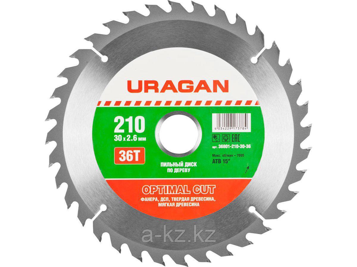 Пильный диск по дереву URAGAN 36801-210-30-36, Оптимальный рез, 210 х 30 мм, 36Т