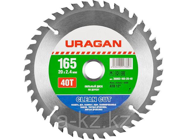 Пильный диск по дереву URAGAN 36802-165-20-40, Чистый рез, 165 х 20 мм, 40Т, фото 2