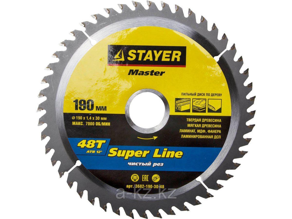 Пильный диск по дереву STAYER 3682-190-30-48, MASTER, SUPER-Line, 190 х 30 мм, 48Т