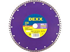 Алмазный диск отрезной DEXX 36702-230_z01, ТУРБО, сегментированный, для УШМ, 230 х 7 х 22,2 мм
