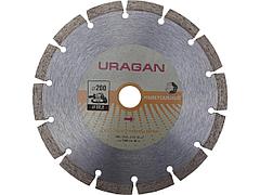 Алмазный диск отрезной URAGAN 909-12111-200, сегментный, для УШМ, 200 х 22,2 мм