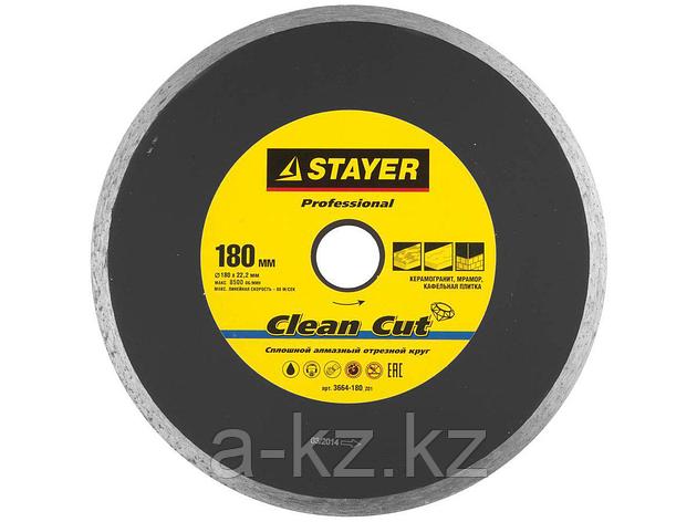 Алмазный диск отрезной STAYER 3664-180_z01, PROFI, сплошной, влажная резка, для УШМ, 22,2 х 180 мм, фото 2