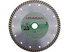 Алмазный диск отрезной URAGAN 909-12131-200, ТУРБО, для УШМ, 200 х 22,2 мм
