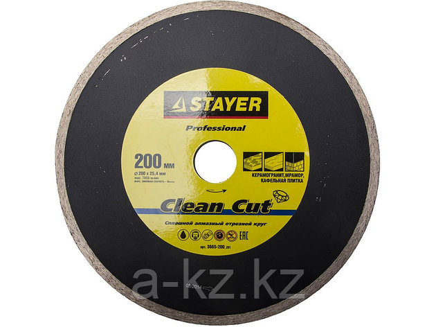 Алмазный диск отрезной STAYER 3665-200_z01, PROFI, сплошной, влажная резка, для электроплиткореза, 25,4 х 200, фото 2