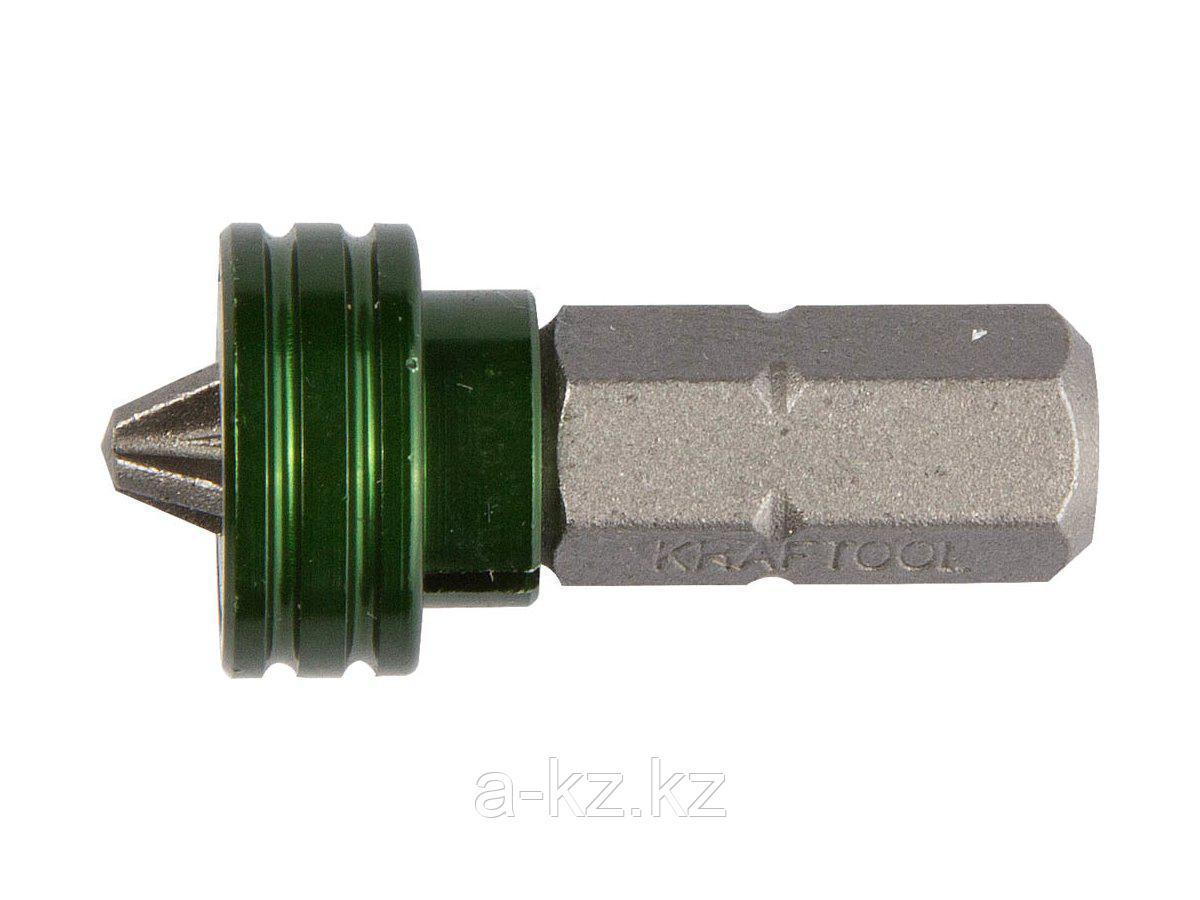 Бита для шуруповерта KRAFTOOL 26129-2-25-1, с магнитным держателем-ограничителем, тип хвостовика C 1/4, PZ2,