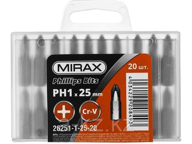 Биты для шуруповерта MIRAX 26251-1-25-20, PH№1, тип хвостовика C 1/4, длина 25 мм, 20 шт., фото 2