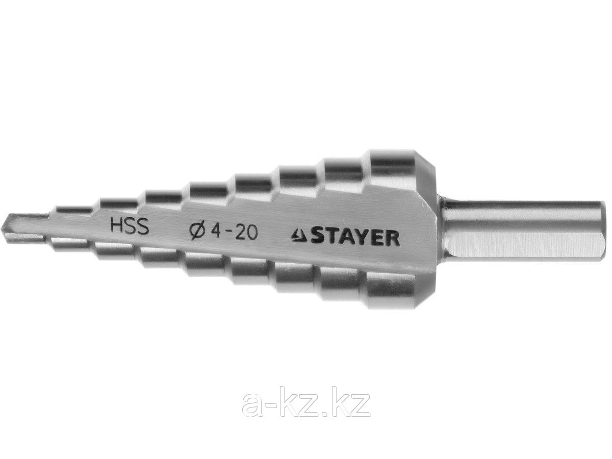 Ступенчатое сверло по металлу STAYER 29660-4-20-9, MASTER, d 4 - 20 мм, 9 ступенчатое, L - 75 мм, трехгранный - фото 1 - id-p55049586