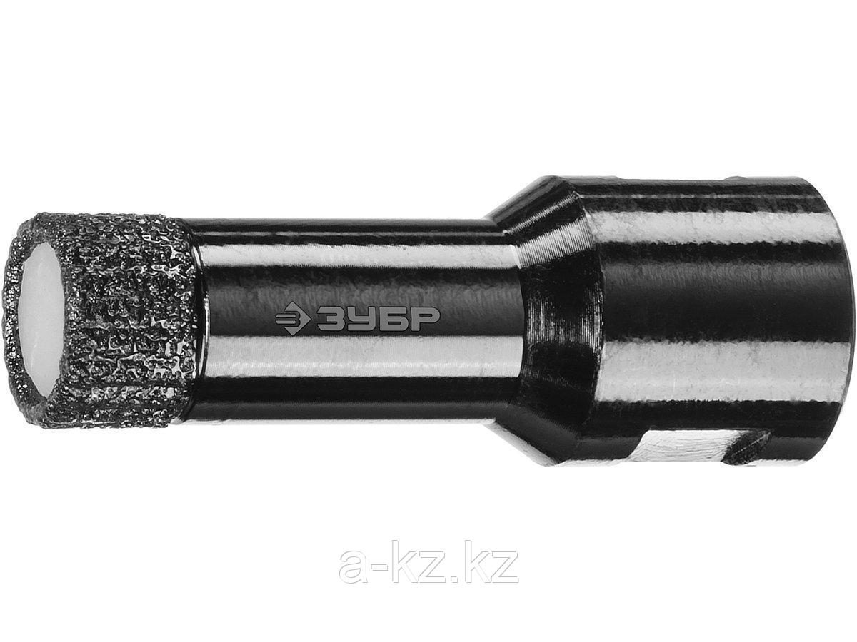 Алмазная коронка для УШМ ЗУБР 29865-16, ПРОФИ, сухое сверление, алмазы на вакуумной пайке, посадка М14, d=16