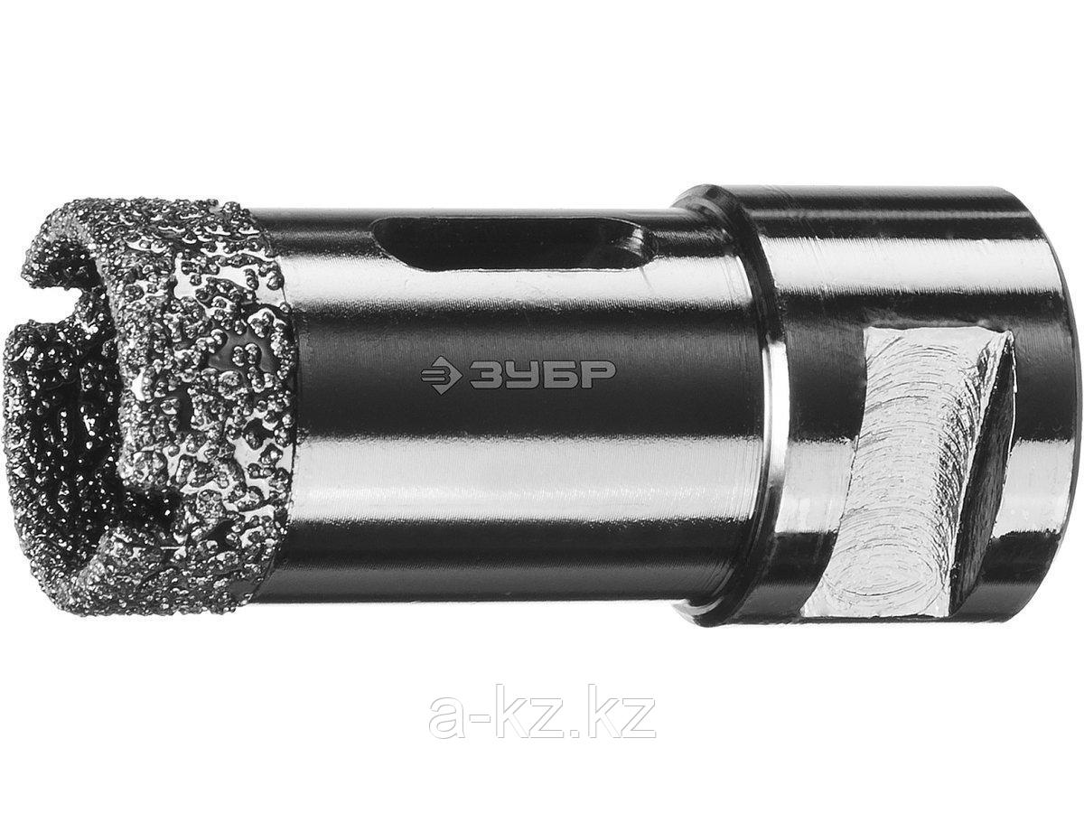 Алмазная коронка для УШМ ЗУБР 29865-25, ПРОФИ, сухое сверление, алмазы на вакуумной пайке, посадка М14, d=25