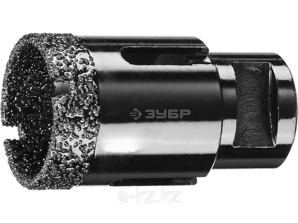 Алмазная коронка для УШМ ЗУБР 29865-35, ПРОФИ, сухое сверление, алмазы на вакуумной пайке, посадка М14, d=35