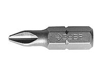 Биты для шуруповерта ЗУБР 26001-2-25-2, кованая, хромомолибденовая сталь, тип хвостовика C 1/4, PH2, 25 мм, 2