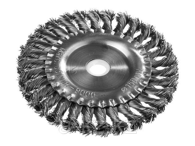 Щетка крацовка дисковая для УШМ DEXX 35100-150, жгутированные пучки стальной проволоки 0,5 мм, 150 мм / 22 мм, фото 2