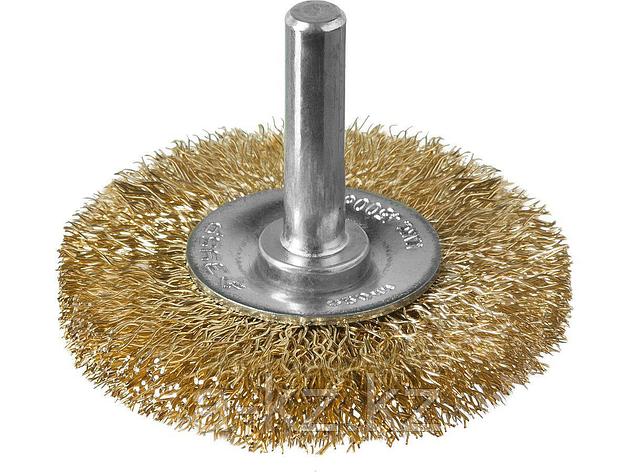 Щетка крацовка дисковая для дрели ЗУБР 3520-050_z02, ПРОФЕССИОНАЛ, витая латунированная стальная проволока 0,3, фото 1