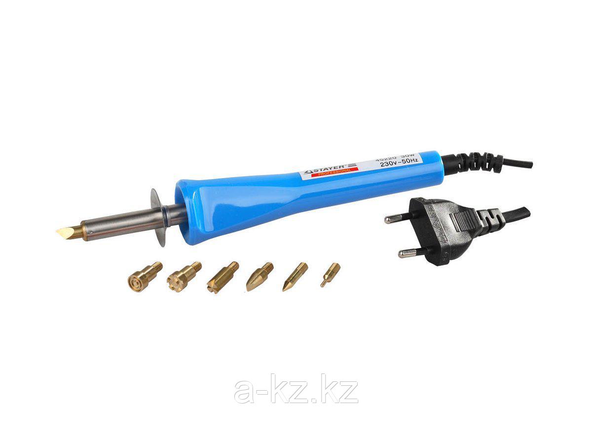 Пирограф прибор для выжигания по дереву STAYER 45225, MASTER, с набором насадок, 6 шт.