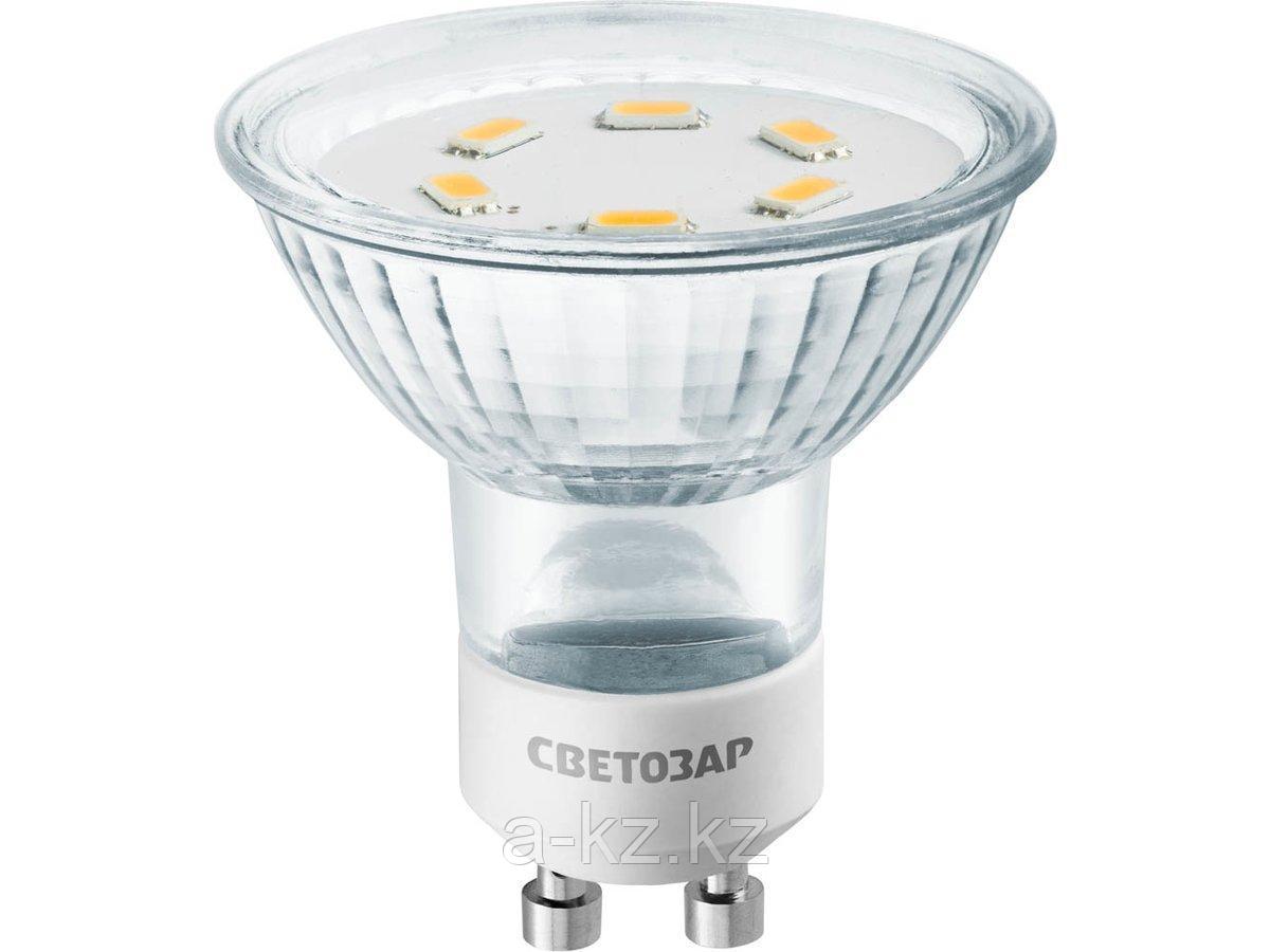 Лампа светодиодная, СВЕТОЗАР, LED technology, цоколь GU10, теплый белый свет (3000К), 230В, 3Вт (25), 44560-25