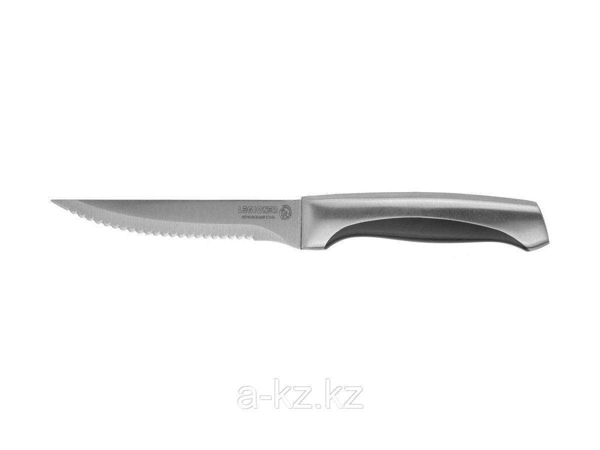 Нож LEGIONER FERRATA для стейка, рукоятка с металлическими вставками, лезвие из нержавеющей стали, 110мм, - фото 1 - id-p55054072