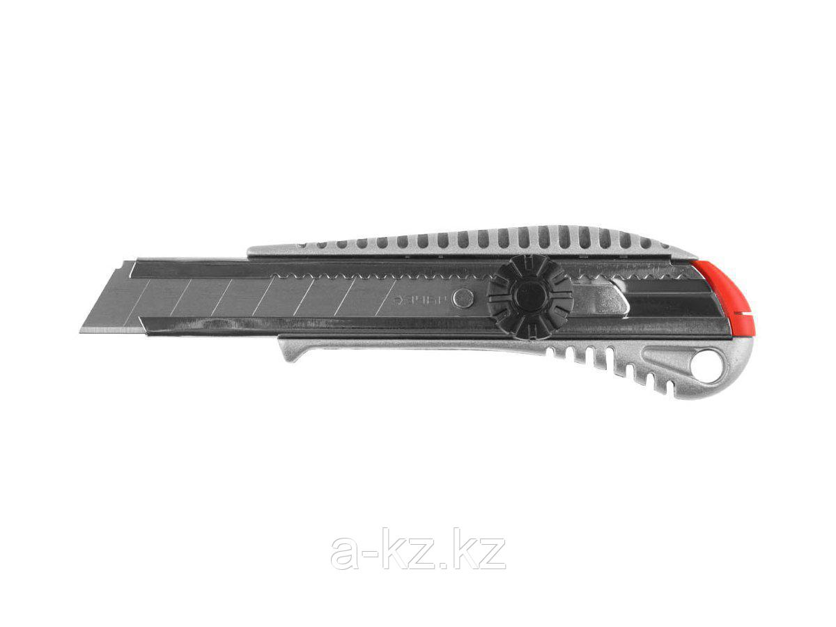 Нож канцелярский ЗУБР 09172, МАСТЕР, металлический корпус, механический фиксатор, 18 мм