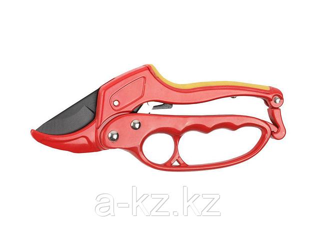 Секатор садовый GRINDA 8-423033_z01, алюминиевые ручки, храповый механизм, с эфесом, округлые лезвия, 210 мм, фото 2