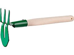 Мотыга-рыхлитель, РОСТОК 39625, с деревянной ручкой, "лепесток+3 зуба" прямая, 155x70x425мм