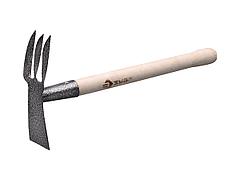 Тяпка мотыга ЗУБР 4-39625, садовая, комбинированная, лопатка, рыхлитель 3 зубца