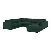 ВИМЛЕ 6-местный п-образный диван, с открытым торцом, Гуннаред темно-зеленый IKEA, фото 1