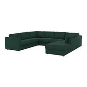 ВИМЛЕ 6-местный п-образный диван, с открытым торцом, Гуннаред темно-зеленый IKEA