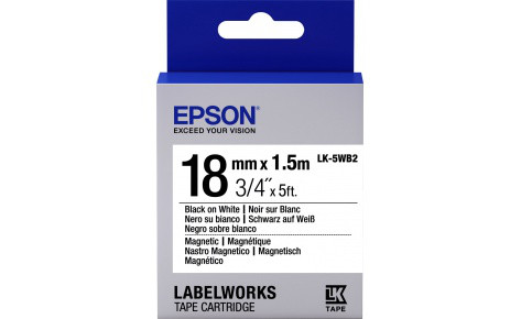 Лента Epson C53S655001 LK-5WB2 Магнитная лента 18мм, Бел./Черн., 2м