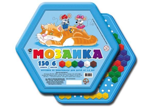 Игровой набор детская мозаика, шестигранная, 150 фишек, 6 цветов