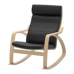  Кресло-качалка ПОЭНГ березовый шпон, Смидиг черный ИКЕА, IKEA Астана 