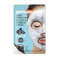 Purederm deep purifying black o2 bubble mask charcoal Глубоко очищающая кислородная маска для лица с древесным, фото 1