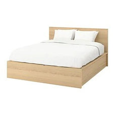 Кровать с подъемным механизмом МАЛЬМ 160х200 дубовый шпон, беленый ИКЕА, IKEA, фото 3