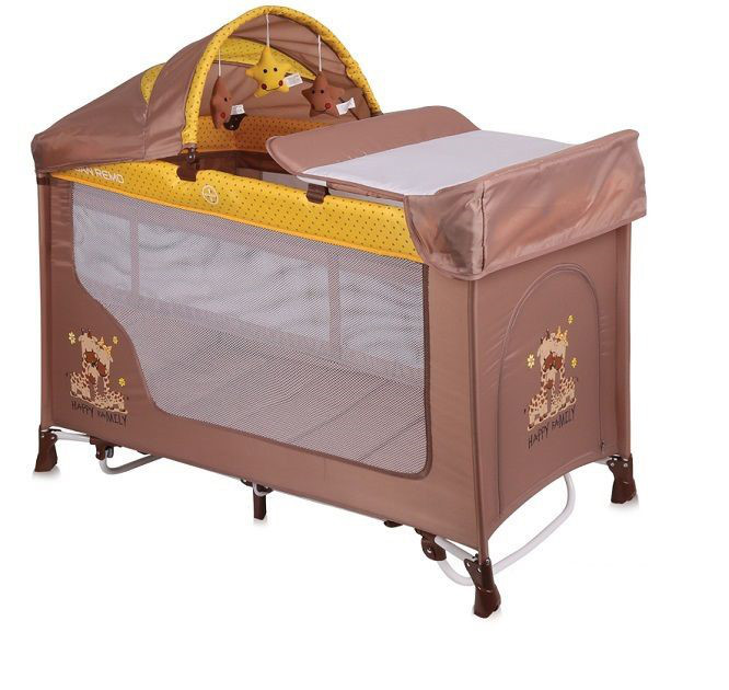 Lorelli Кровать-манеж Lorelli San Remo 2 Plus Rocker (Бежево - Желтый / Beige & Yellow FAMILY 1803)