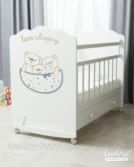 Манеж кровать Love Sleeping(маятник+ящик),белый.беж.(без колес)