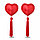 Красные пэстисы на соски в виде сердечек с кисточками (многоразовые), фото 2