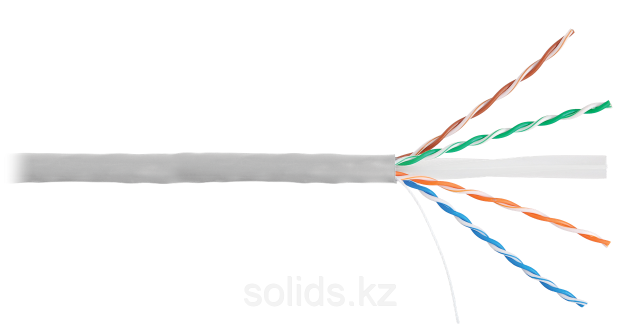 Кабель UTP 4 пары Кат.6 медный 0,55мм, внутренний, PVC, серый, 305м