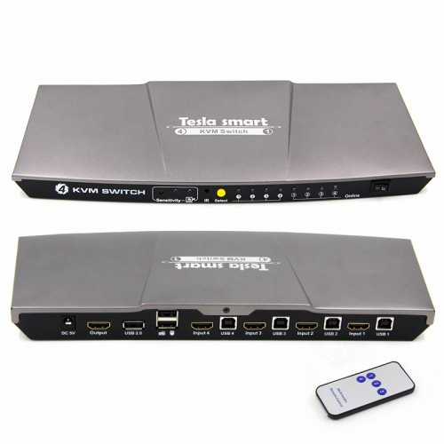 KVM Switch HDMI+USB 4 port (HKS0401A20) Tesla Smart - фото 1 - id-p42774753