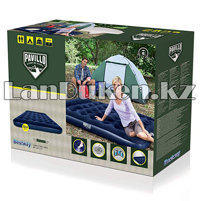 Надувной матрас Bestway 67226 (203*152*22 см) ножной насос встроенный +подголовник