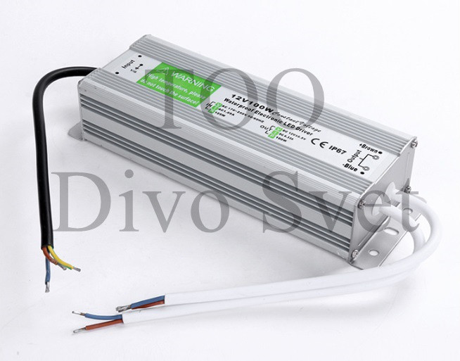 Блок питания 12V 8.3A 100W IP67, закрытый влагозащищенный. Трансформатор 220В-12В, 100 Ватт. Power supply 12v.