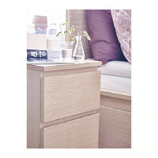 Тумба прикроватная МАЛЬМ с 2 ящиками дубовый шпон, беленый ИКЕА, IKEA, фото 6