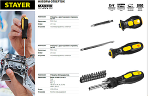 Набор STAYER "MASTER": Отвертка с двусторонним стержнем, 2/6мм - 70мм, 2 предмета, фото 3