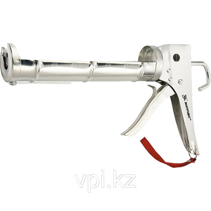 Пистолет для герметика, "полуоткрытый", хромированный, зубчатый шток, 310 мл. 7 мм. Matrix - фото 1 - id-p55298825