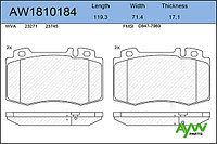 Колодки тормозные передние AYWIPARTS MERCEDES-BENZ C180K-55(W203) 00-07 / E200D-500(W211) 02-08 / CLS280-500(C